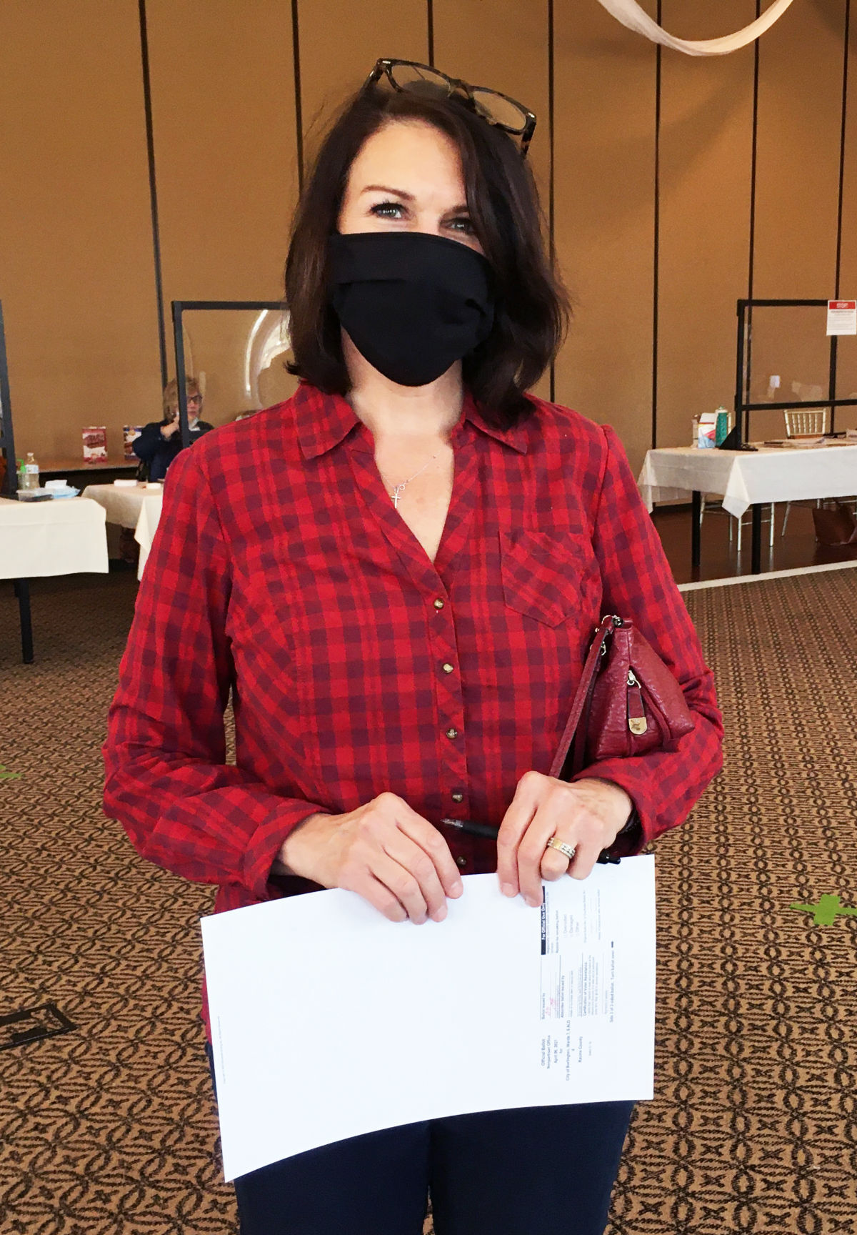 Voter Stacy Madsen at Veterans Terrace in Burlington